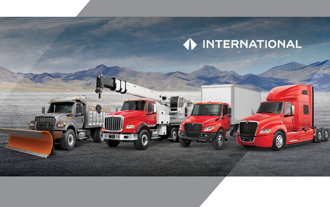 Line up of International LT Series, International HX Series, International HV Series, and International MV Series