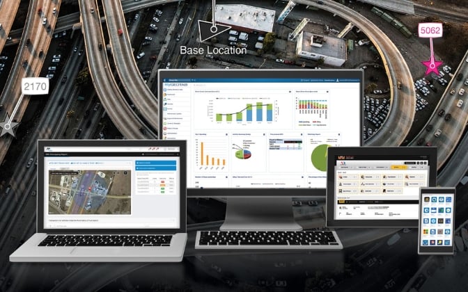 Computers, tablet and cellphone with Telematics dashboards