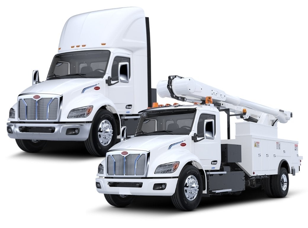 Peterbilt Model 548EV Day Cab Tractor and Bucket Truck