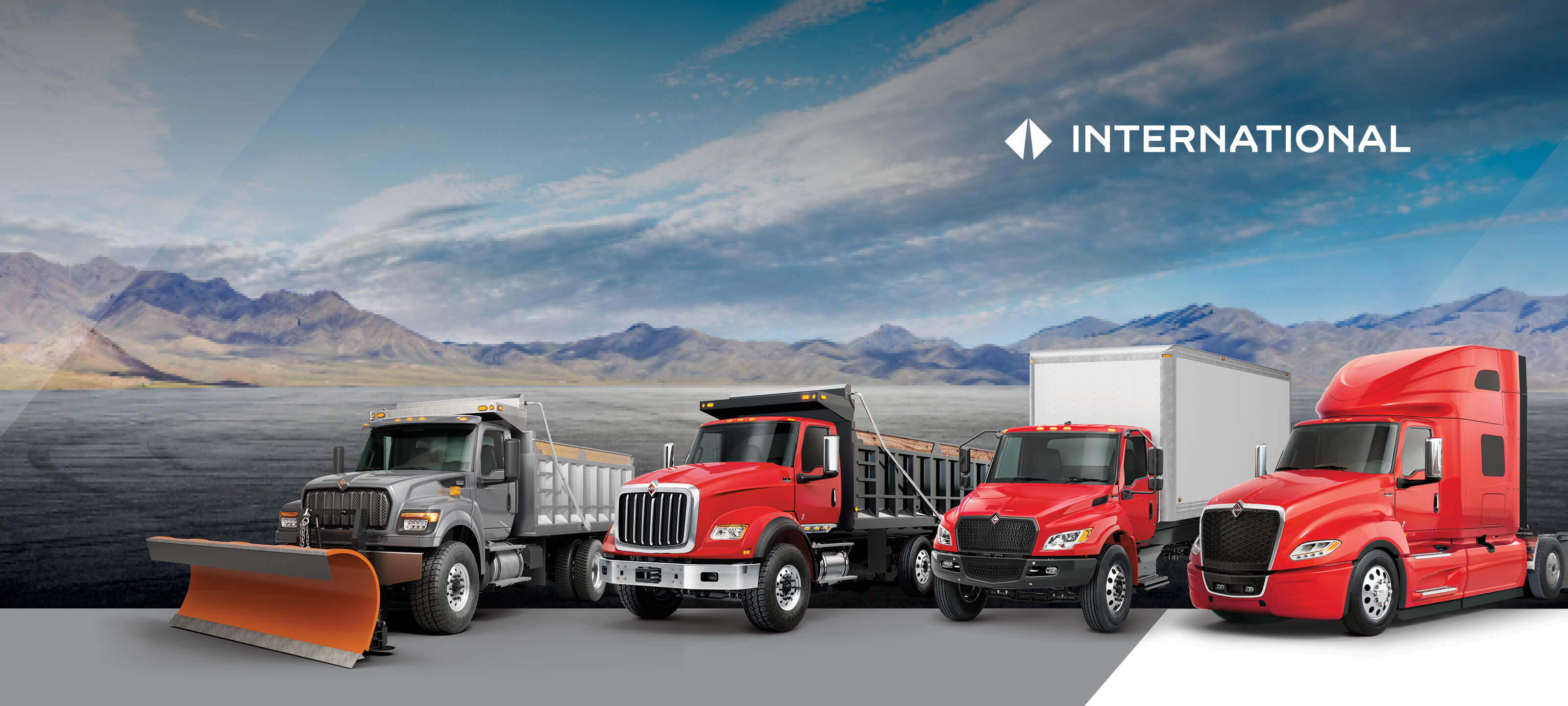 Line up of International LT Series, International HX Series, International HV Series, and International MV Series