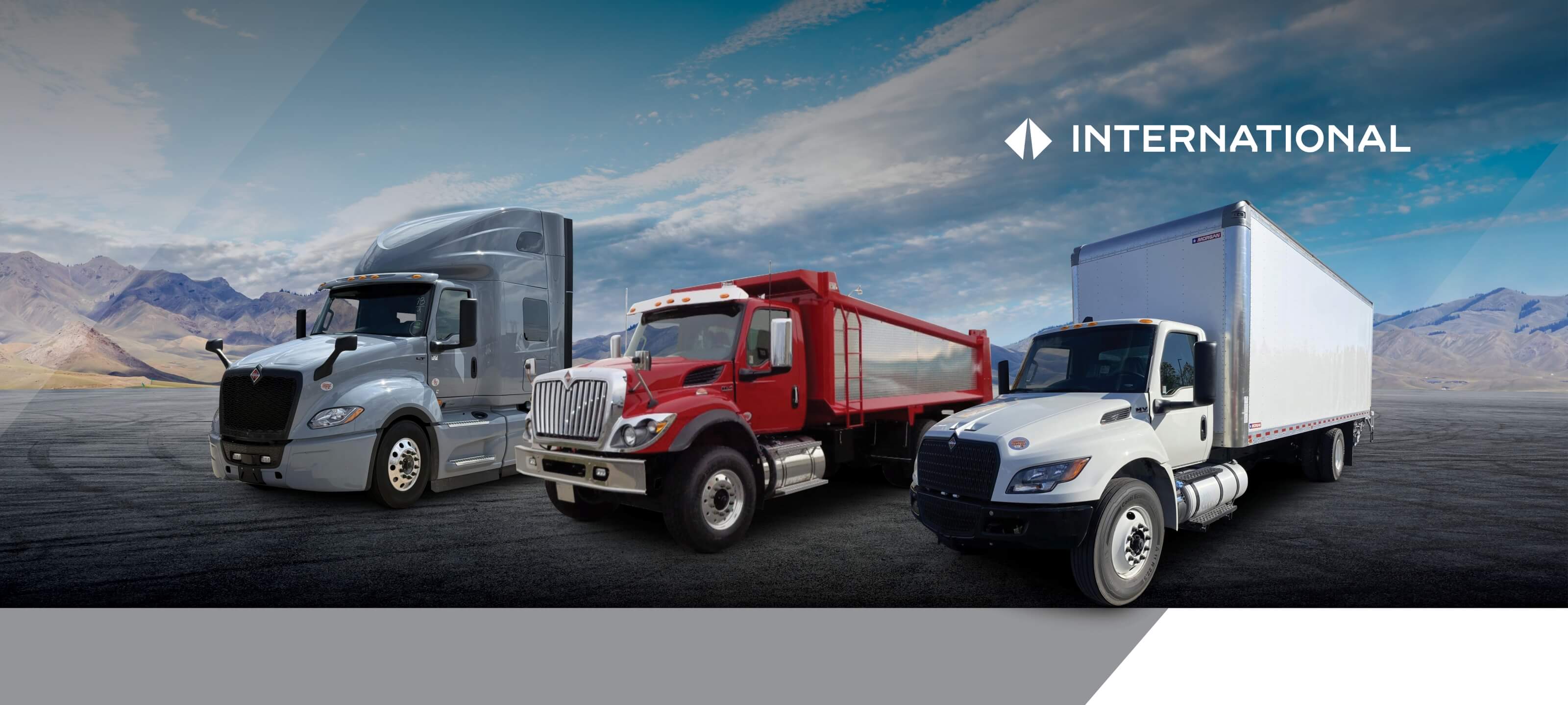 International LT Series Sleeper, HX Series Dump Truck and MV Series Box Truck