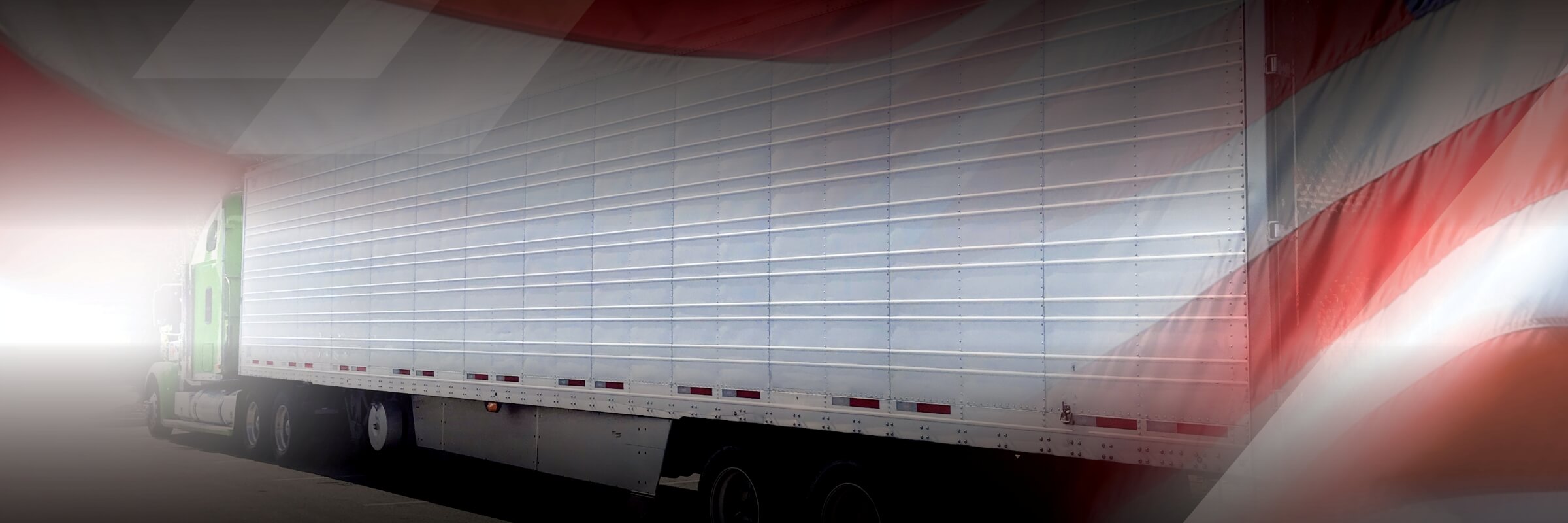 Semi truck with American flag overlayed on top