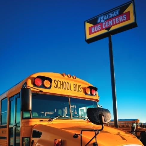 Rush Bus Centers steet sign