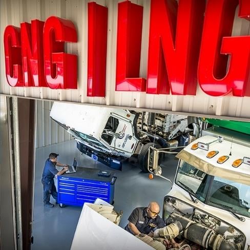 Rush Truck Centers CNG and LNG service bay entrance