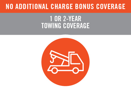 1 or 2-year towing coverage available at no additional charge
