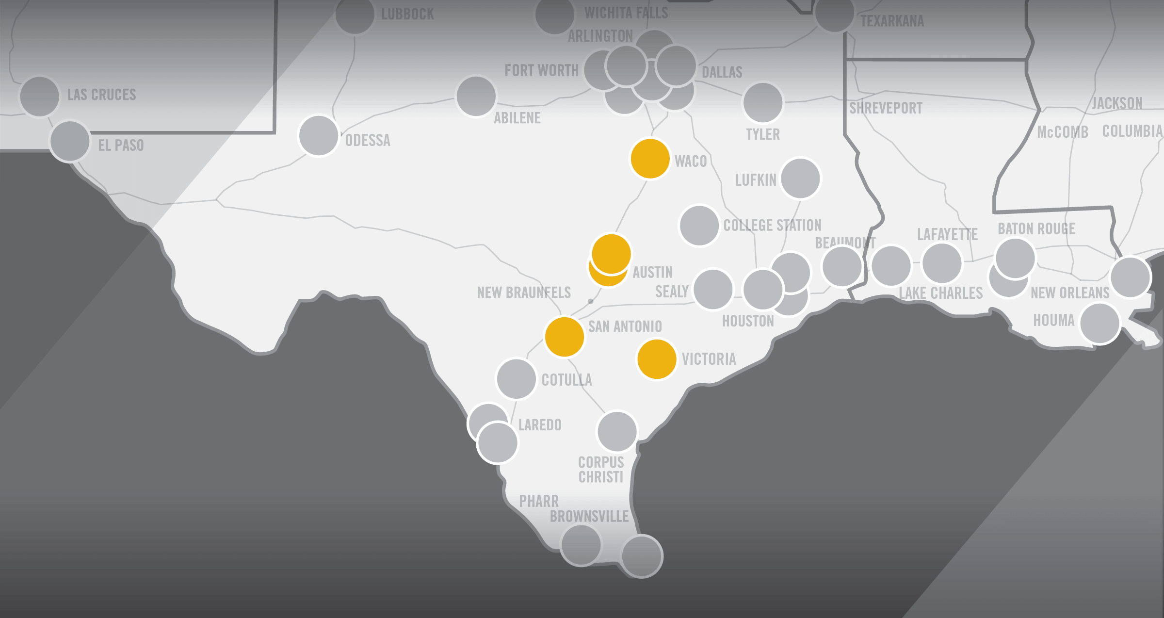 Map of Rush Truck Centers Central Texas Region