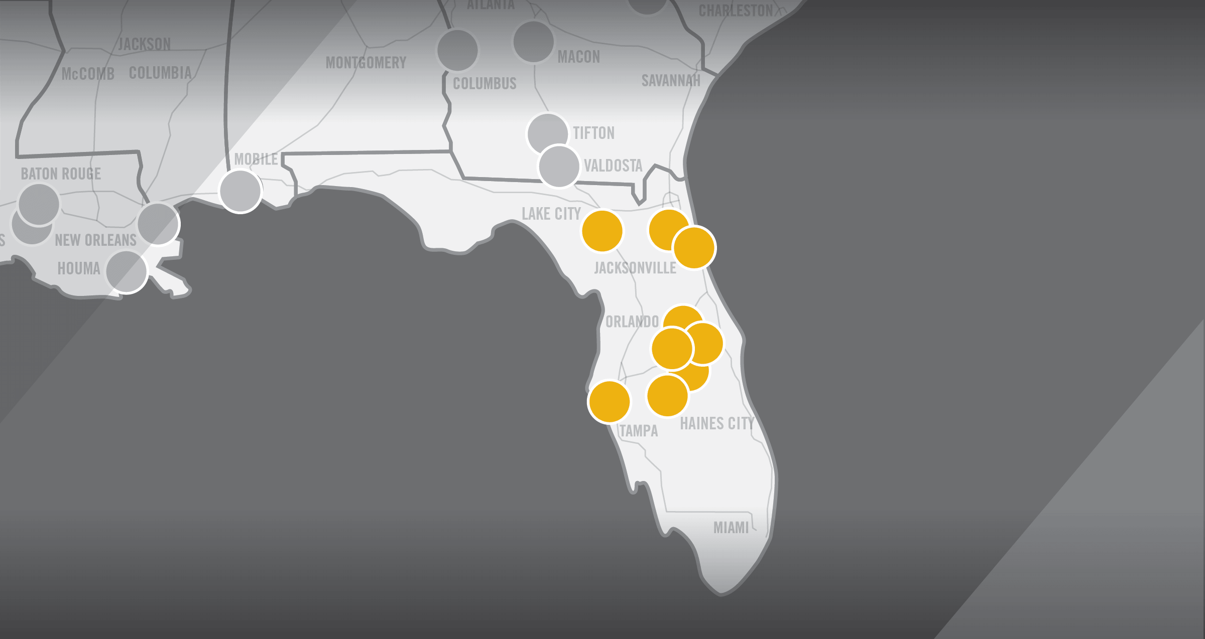 Map of Rush Truck Centers Florida Region