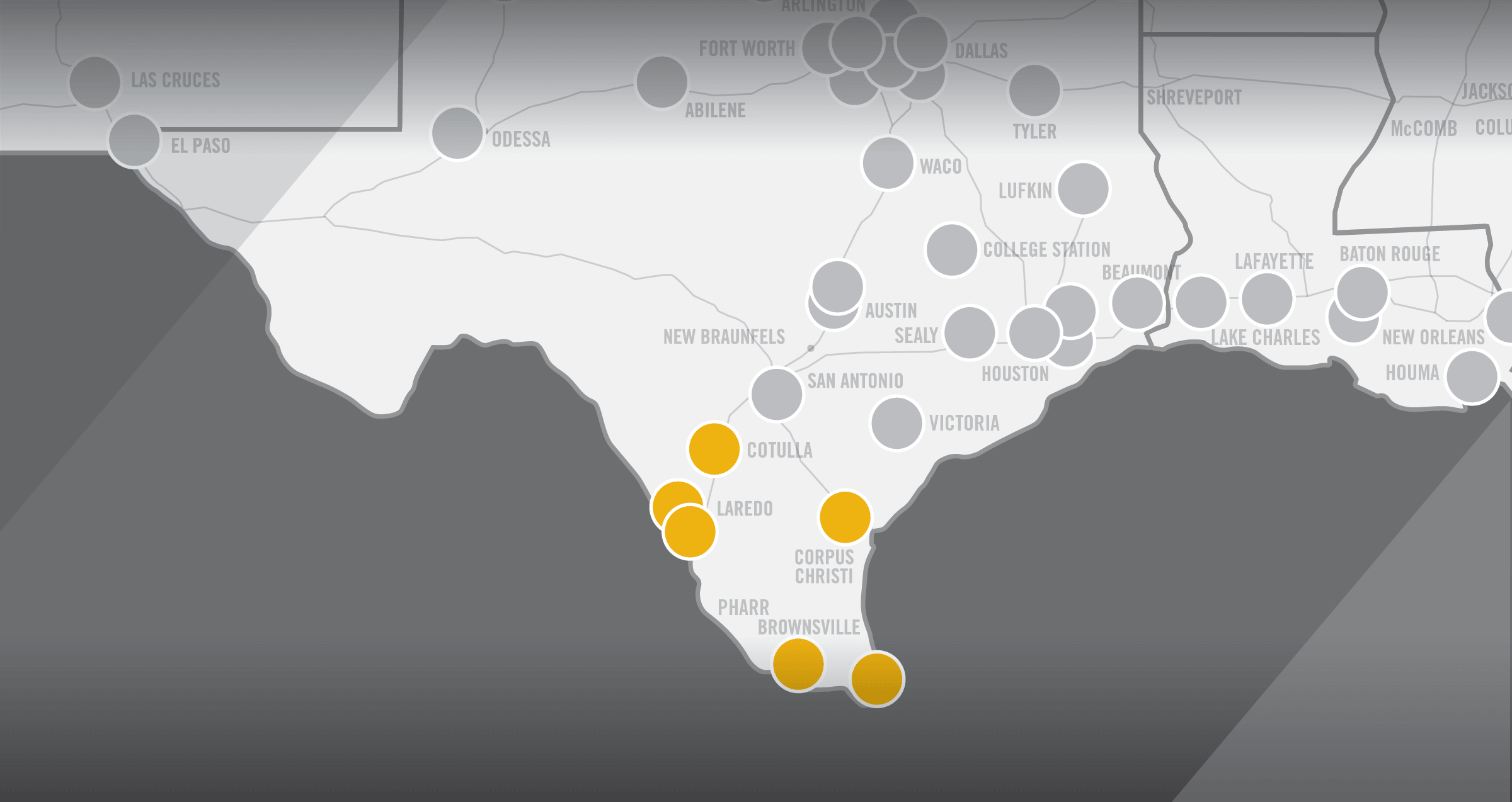 Map of Rush Truck Centers South Texas Region