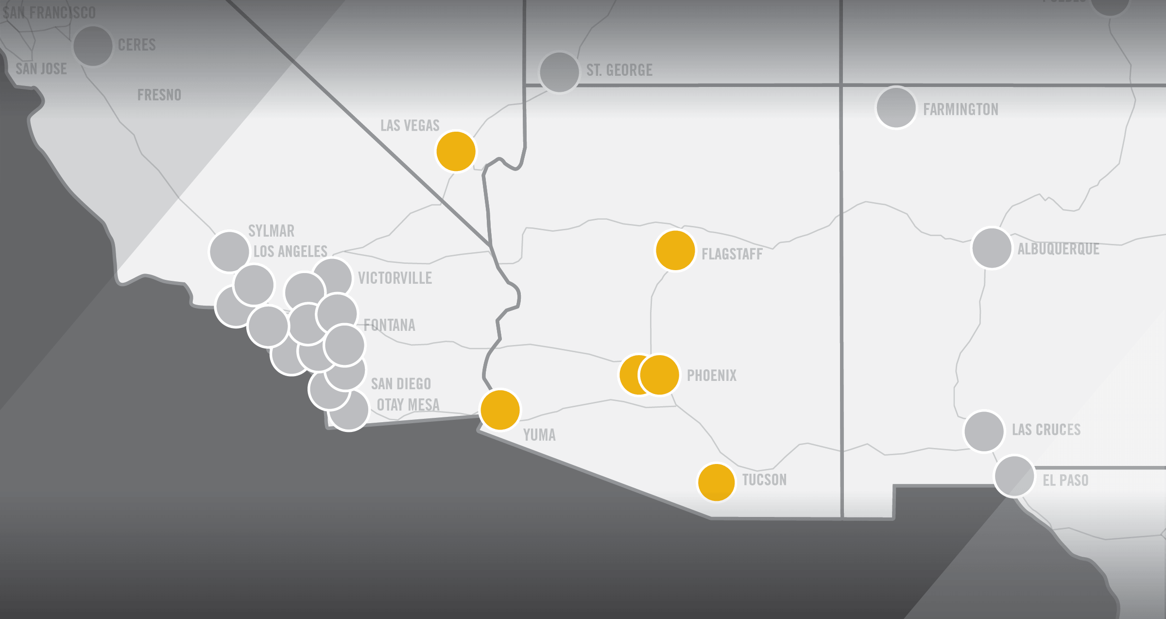 Map of Rush Truck Centers South West Region
