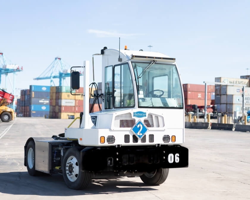 Close up of Autocar ACTT in shipping yard