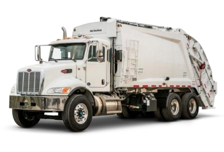 White Peterbilt refuse truck | garbage truck