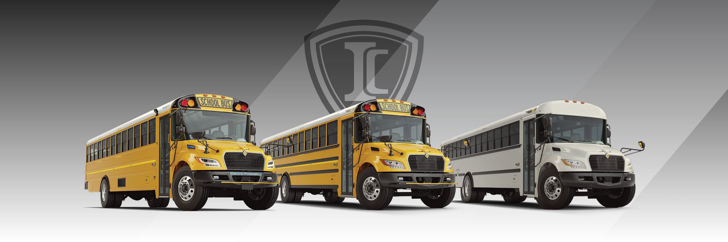 Line up of IC school and commercial buses