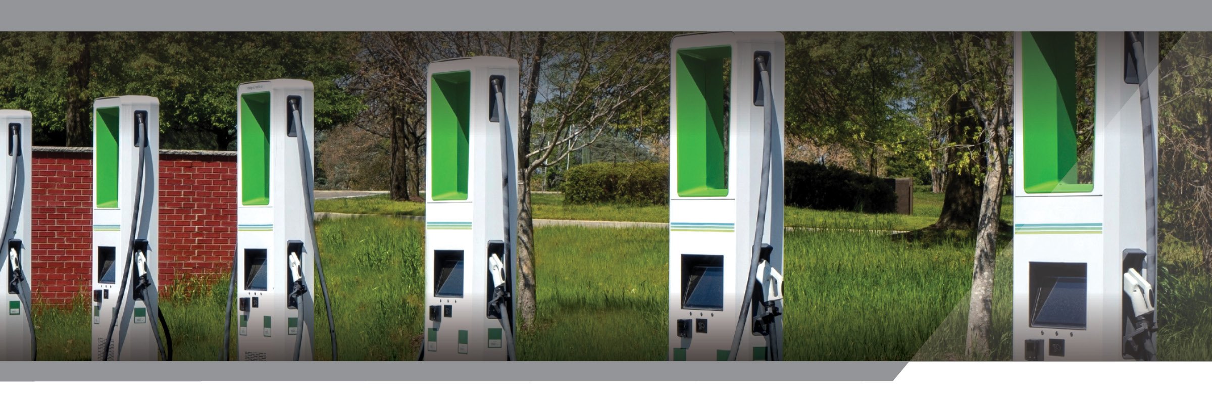 Line of electric vehicle charging stations