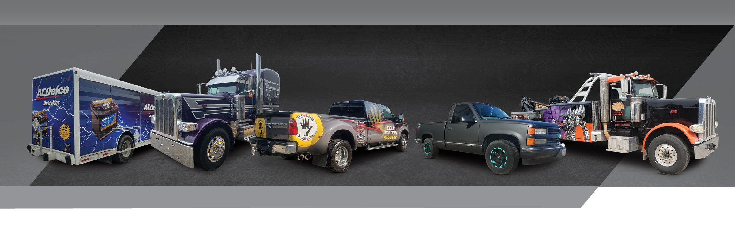 Trucks with custom graphics from Houston Vehicle Graphics