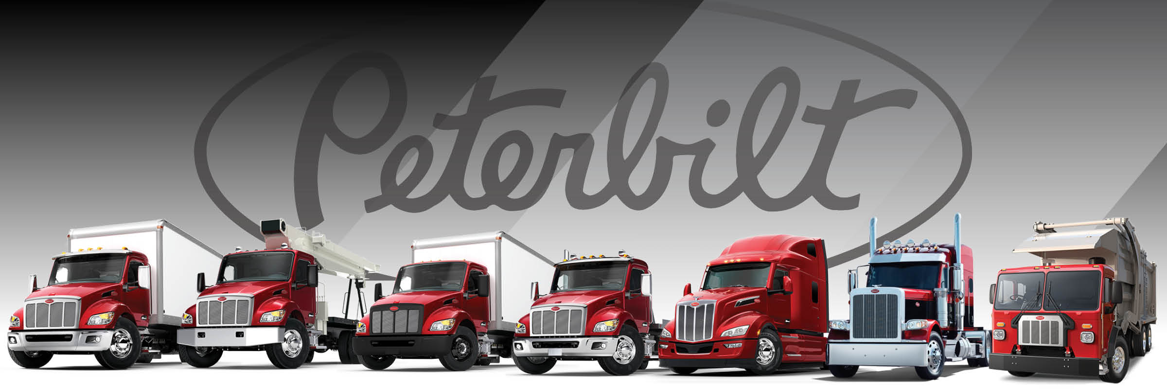Line up of Peterbilt Trucks | Peterbilt Model 536, Peterbilt Model 548, Peterbilt Model 535, Peterbilt Model 537, Peterbilt Model 579, Peterbilt Model 589, Peterbilt Model 520
